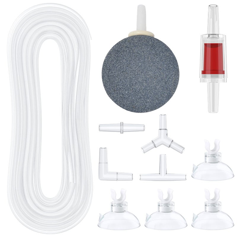 Pawfly 7 Feet Airline Tubing Standard Aquarium Air Pump Accessories with Air Stones, Check Valves, Suction Cups and Connectors - Image 1